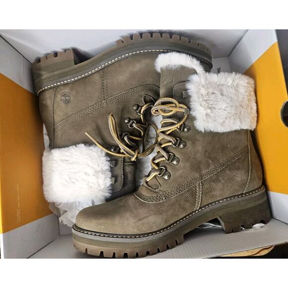 New Timberland Courmayeur Valley 6 inc Shearling Waterproof Boots US 10 Olive - Picture 7 of 8